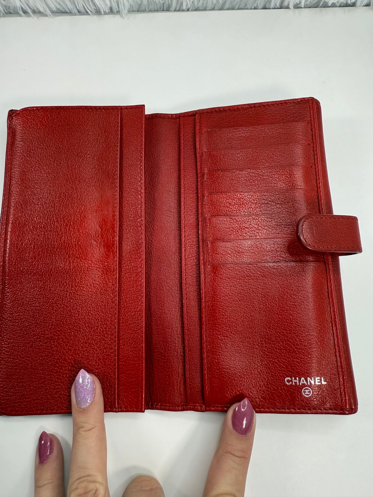 CHANEL Vintage Camellia Wallet Red