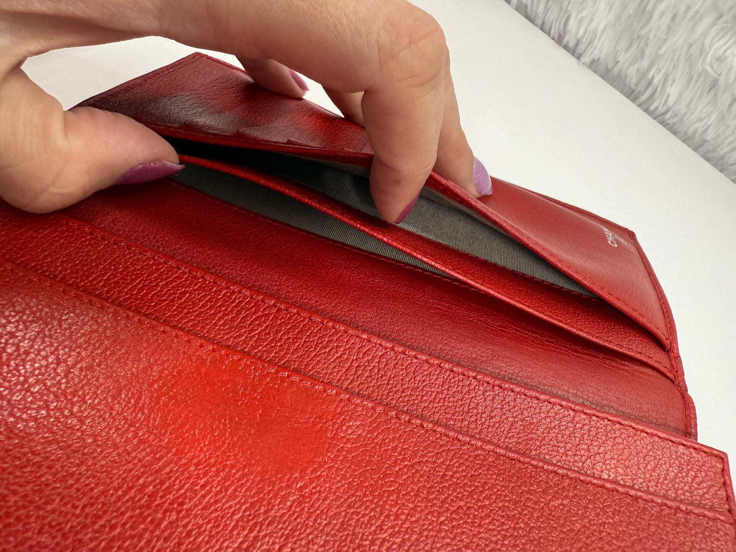 CHANEL Vintage Camellia Wallet Red