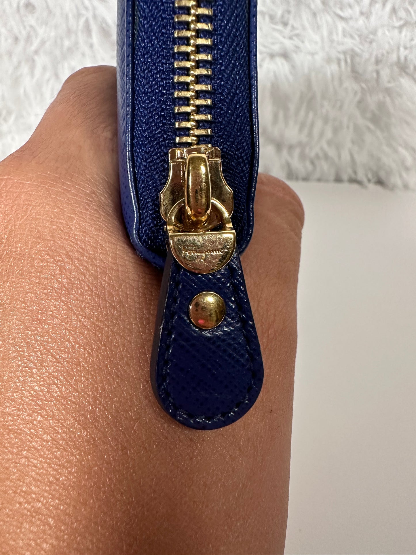 FERRAGAMO Long Zippy Wallet- Blue