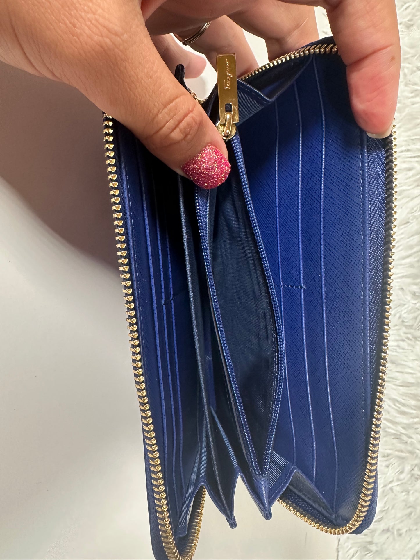 FERRAGAMO Long Zippy Wallet- Blue