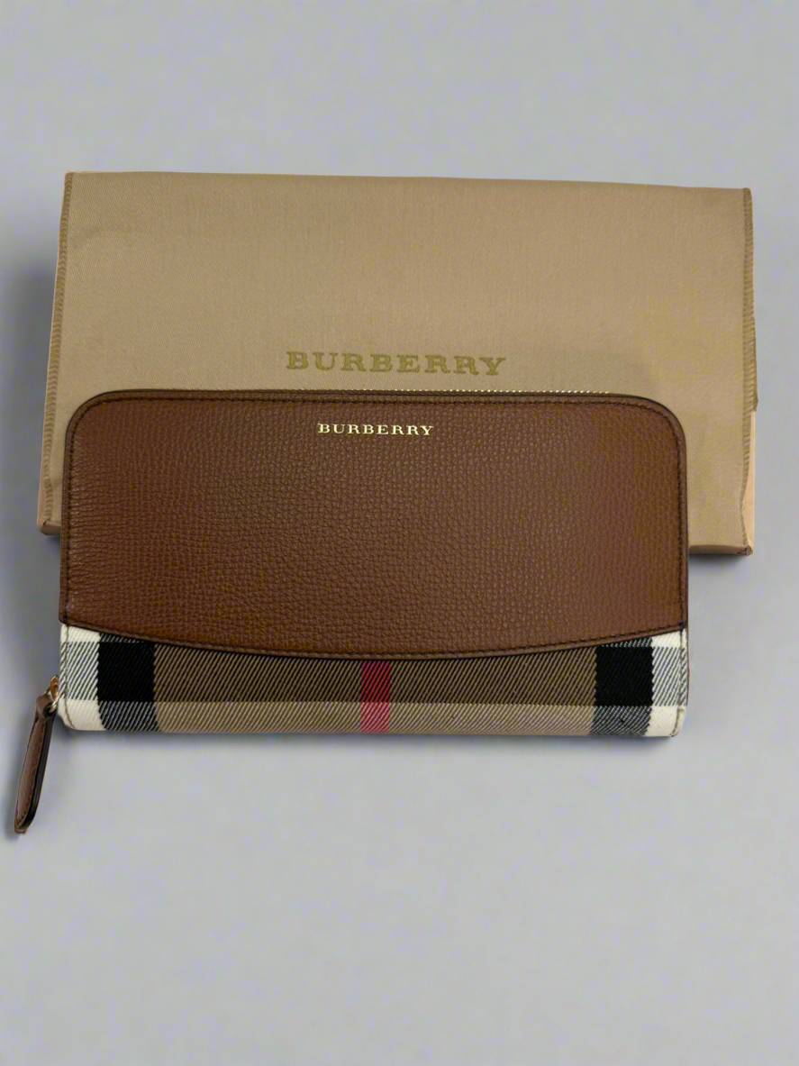 BURBERRY Elmore Brown Check Long Wallet