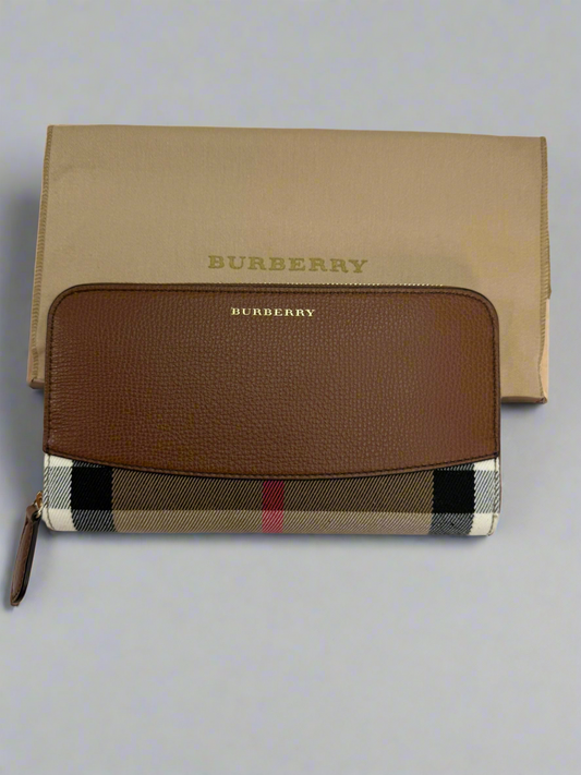 BURBERRY Elmore Brown Check Long Wallet