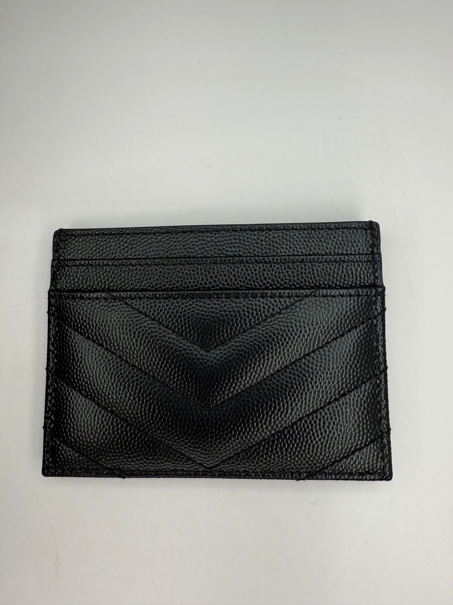 SAINT LAURENT Grain De Poudre Matelasse Chevron Monogram Credit Card Case