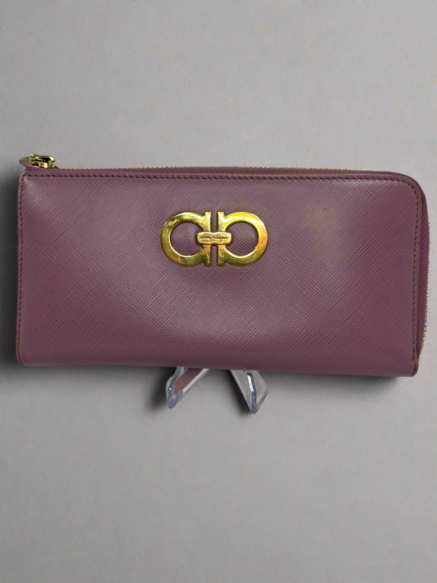 FERRAGAMO Gancini Long 3/4 Wallet Lavender