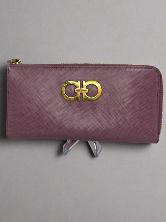 FERRAGAMO Gancini Long 3/4 Wallet Lavender
