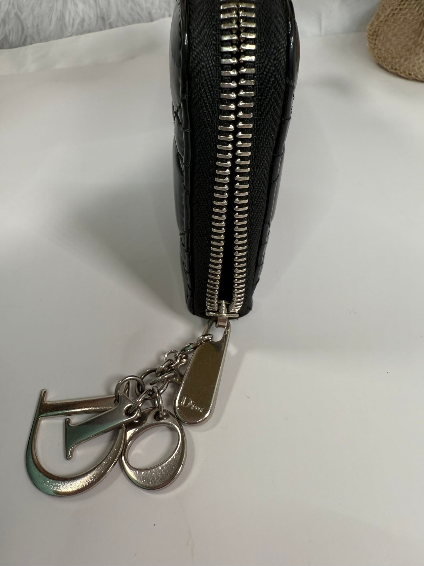 DIOR Cannage Quilted Patent Leather Zipper