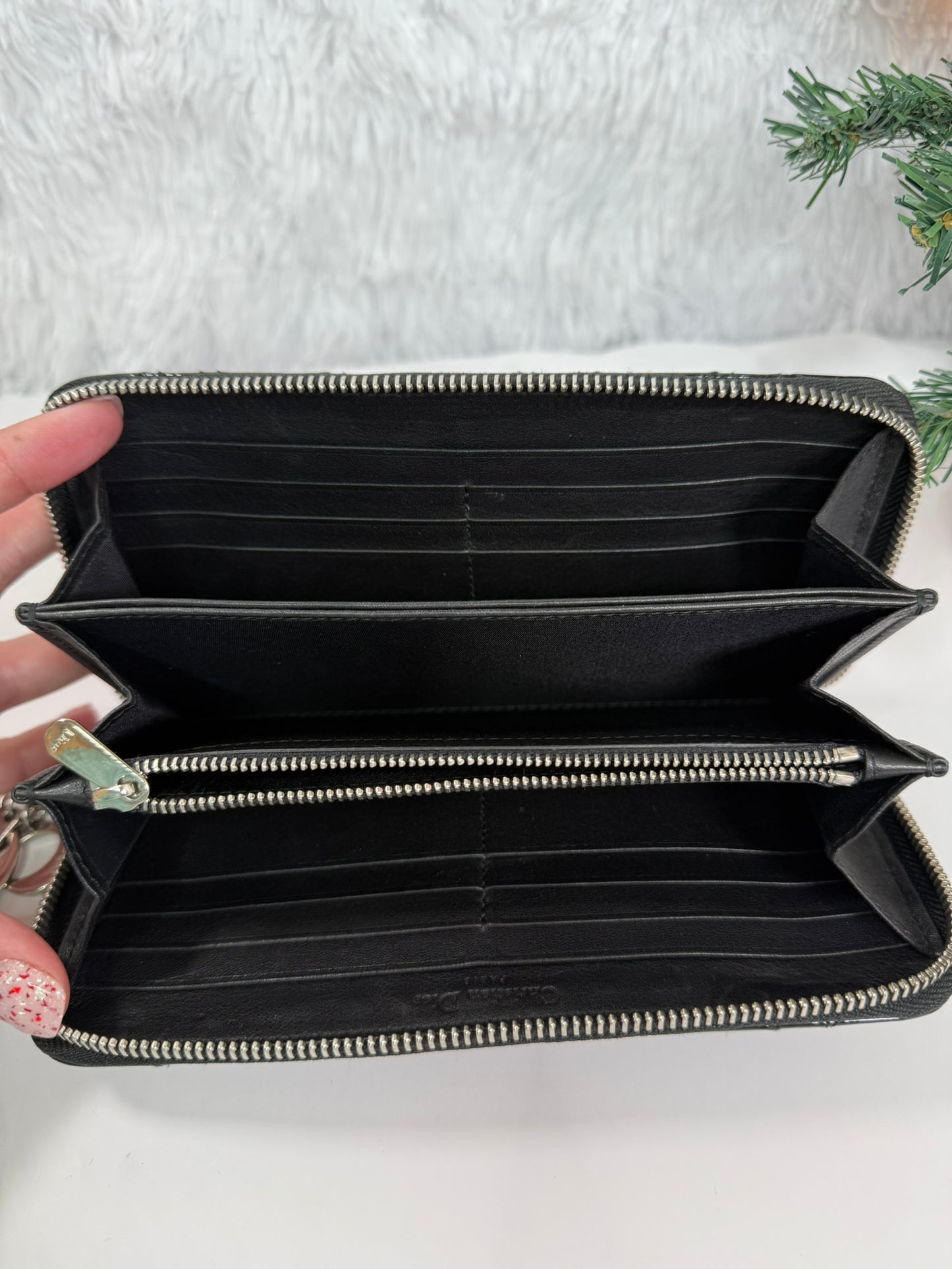 DIOR Cannage Quilted Patent Leather Zipper