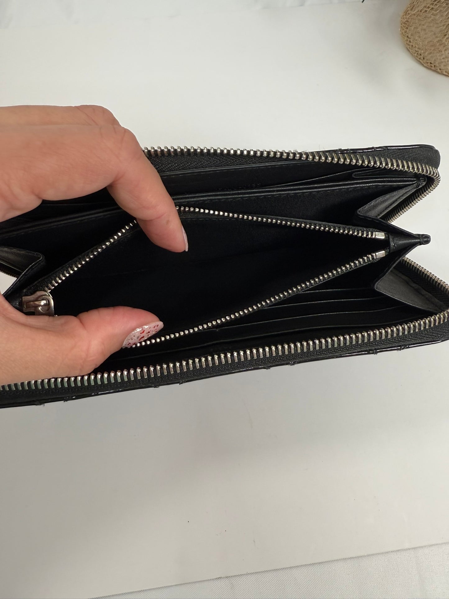 DIOR Cannage Quilted Patent Leather Zipper