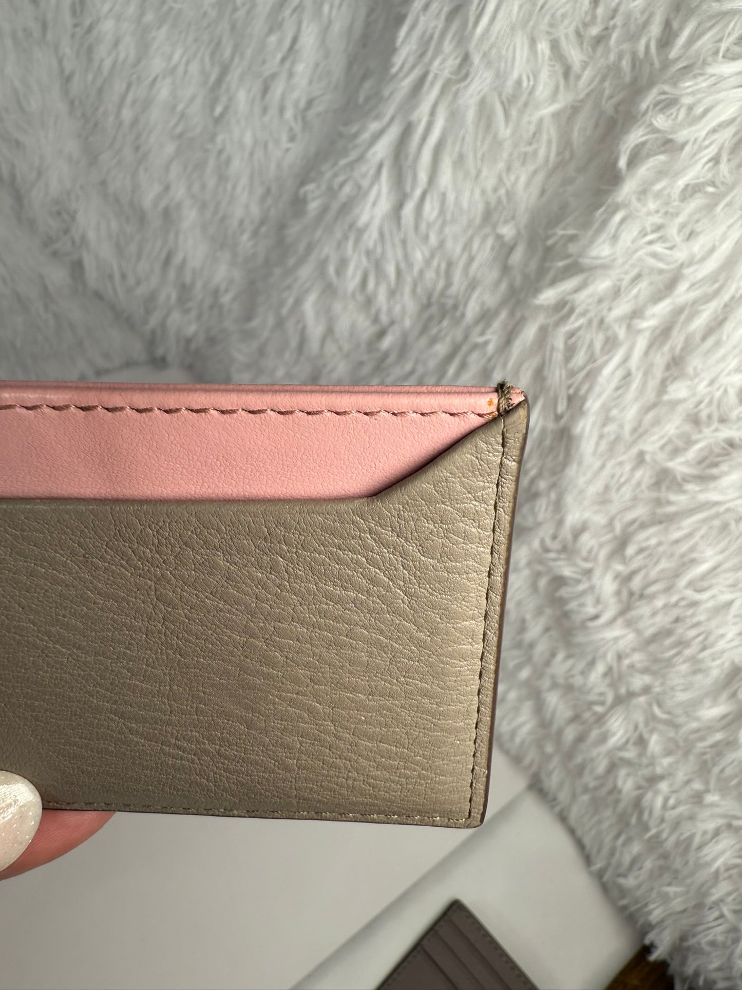 PRADA Grey and Pink Vitello Daino Card Holder