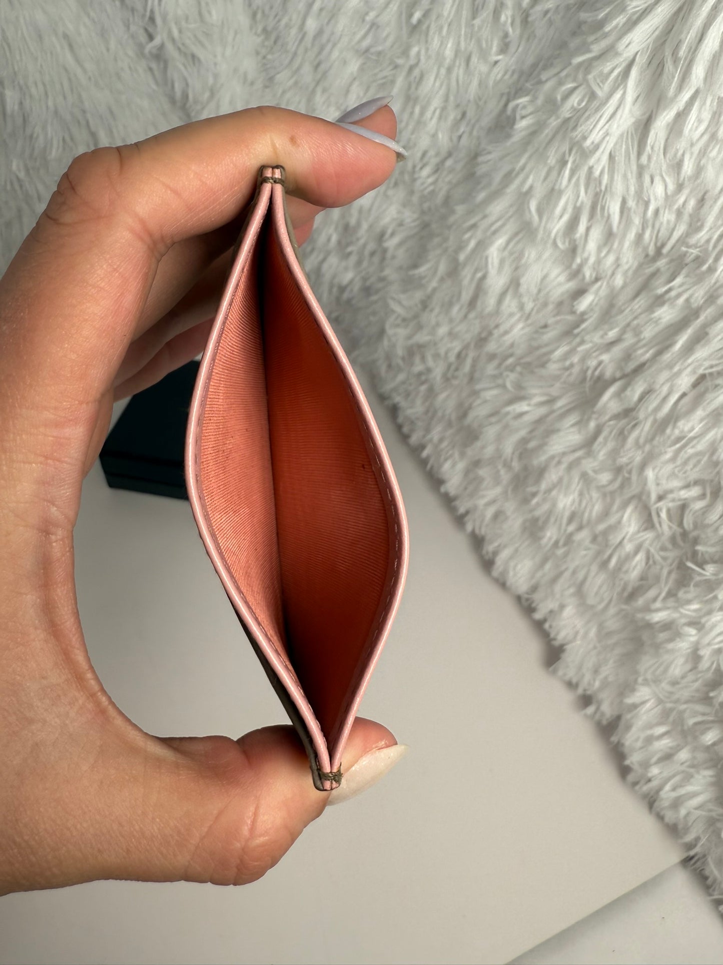 PRADA Grey and Pink Vitello Daino Card Holder