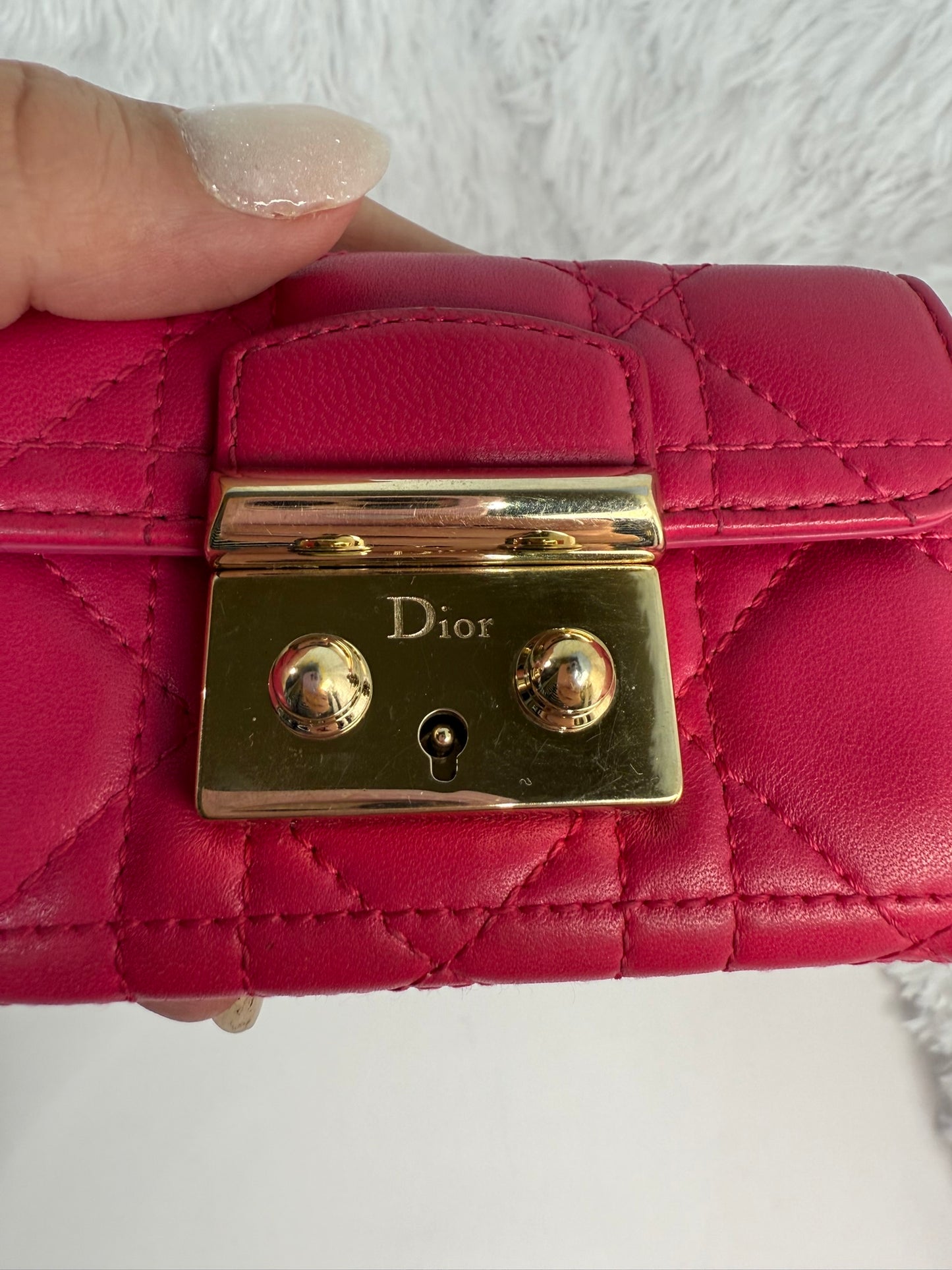 DIOR Mini Card Holder Fushia