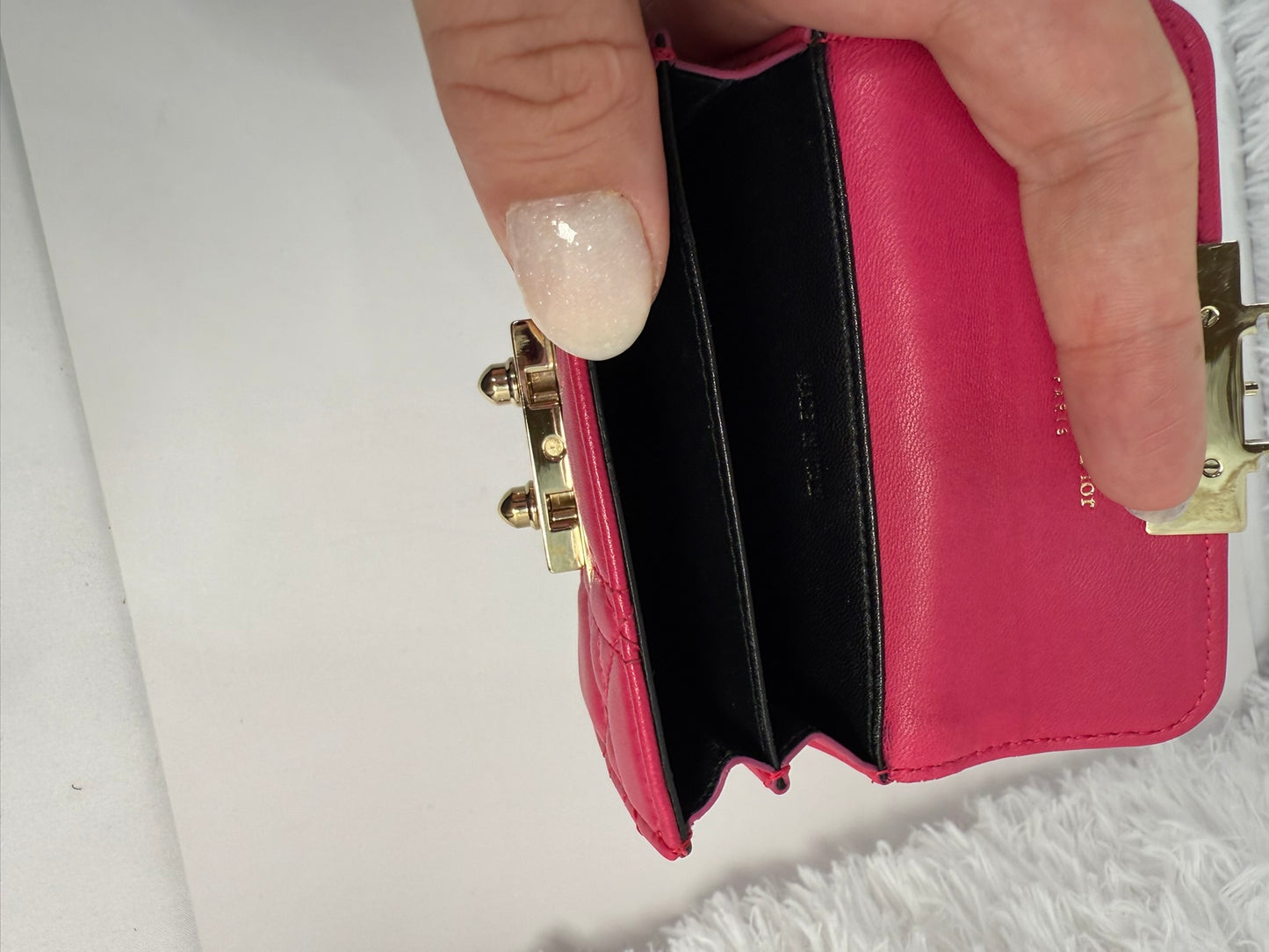 DIOR Mini Card Holder Fushia