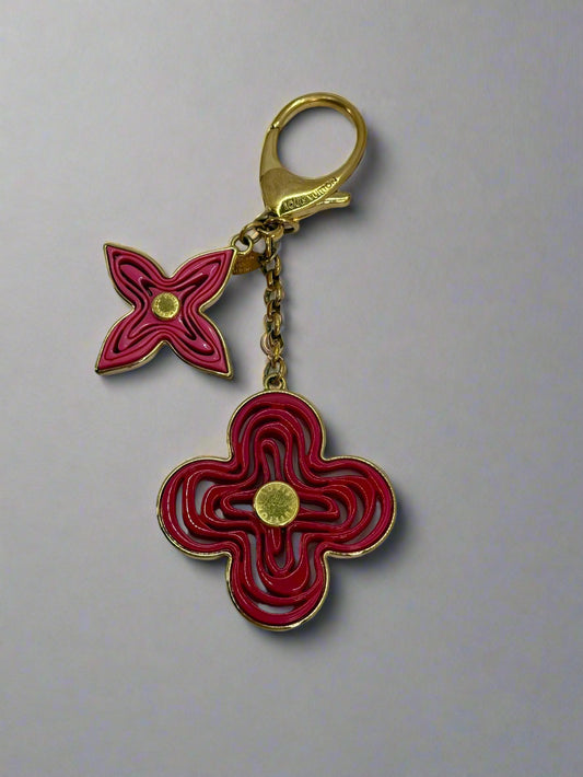 LOUIS VUITTON Key Charm Pink Flowers