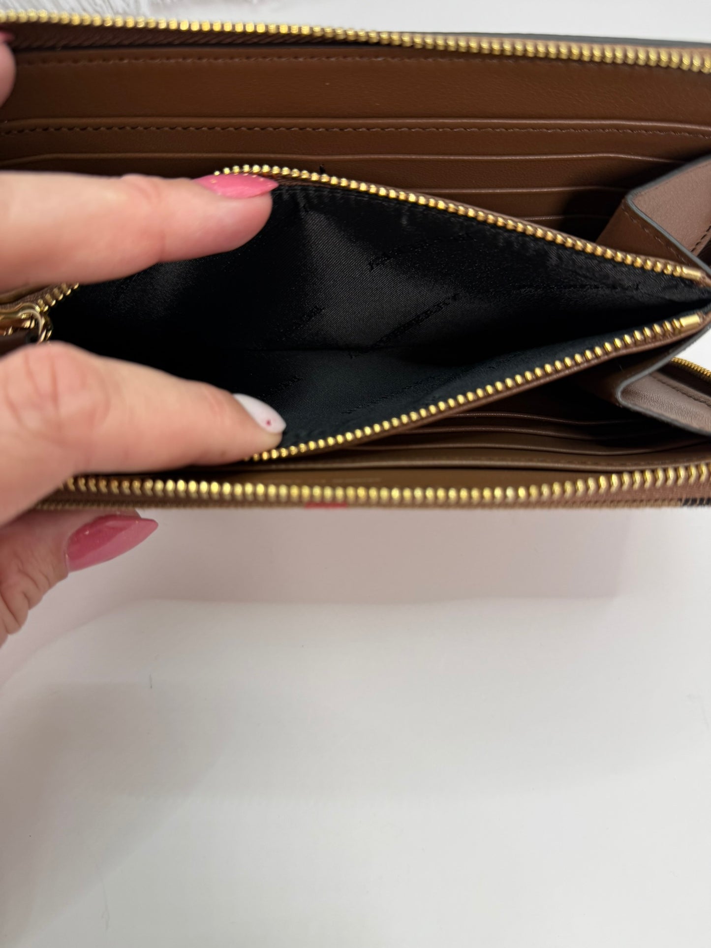 BURBERRY Elmore Brown Check Long Wallet