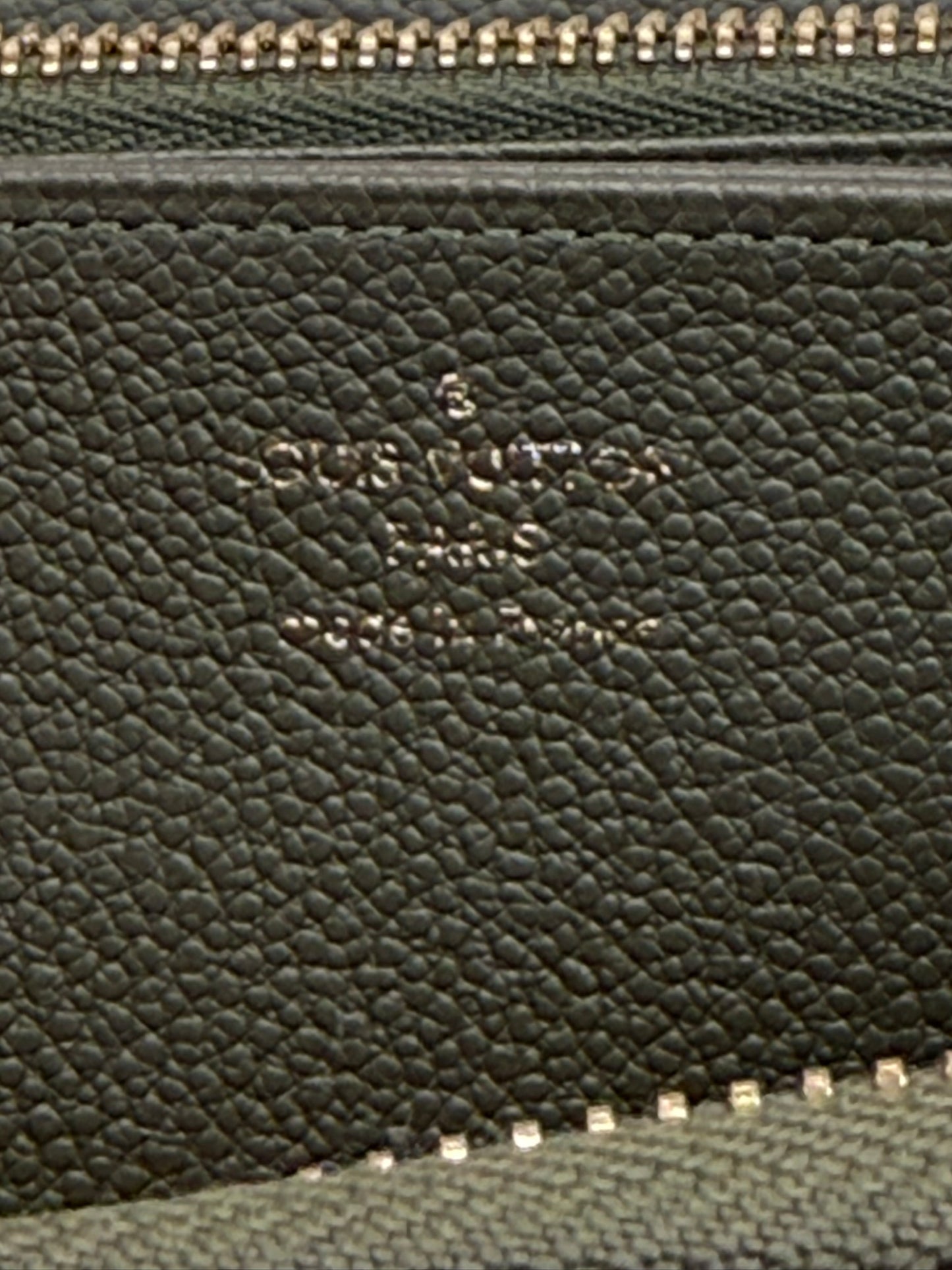 LOUIS VUITTON Olive and Pink Whipstitch Monogram Empreinte Leather Wallet