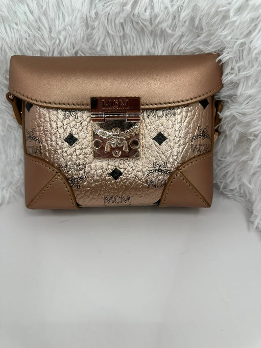 MCM Berln Gold Visetos Canvas Mini Crossbody