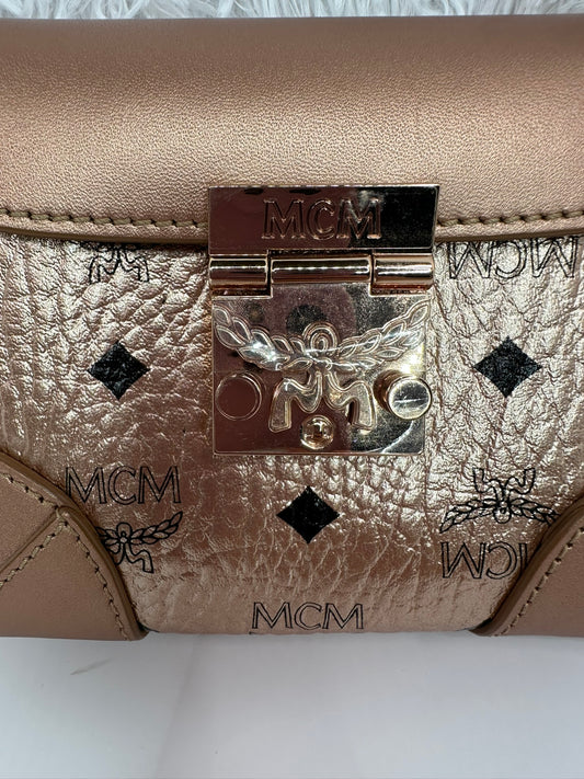 MCM Berln Gold Visetos Canvas Mini Crossbody