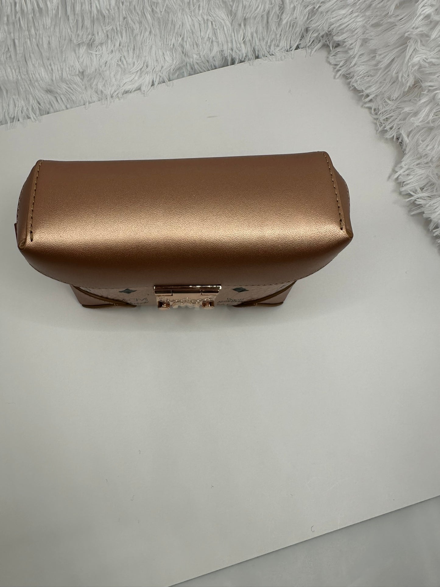 MCM Berln Gold Visetos Canvas Mini Crossbody