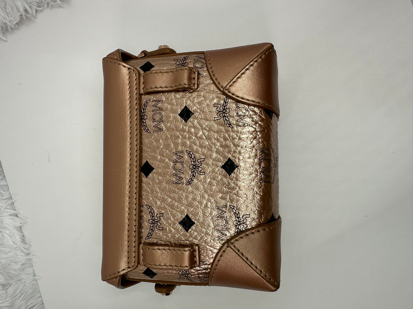 MCM Berln Gold Visetos Canvas Mini Crossbody