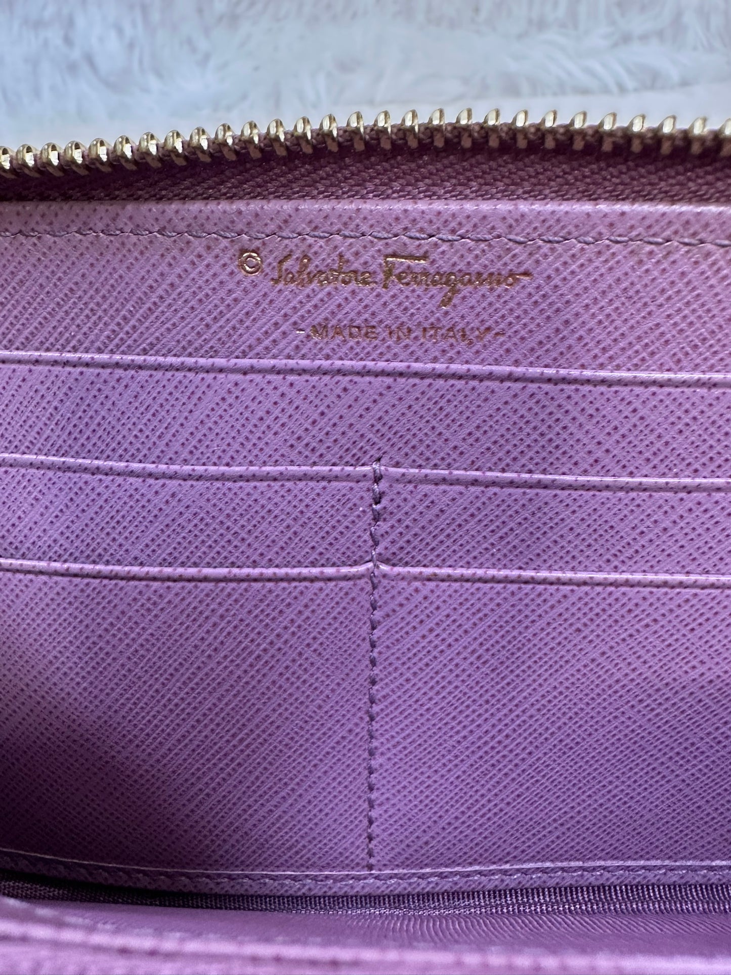 FERRAGAMO Gancini Long 3/4 Wallet Lavender