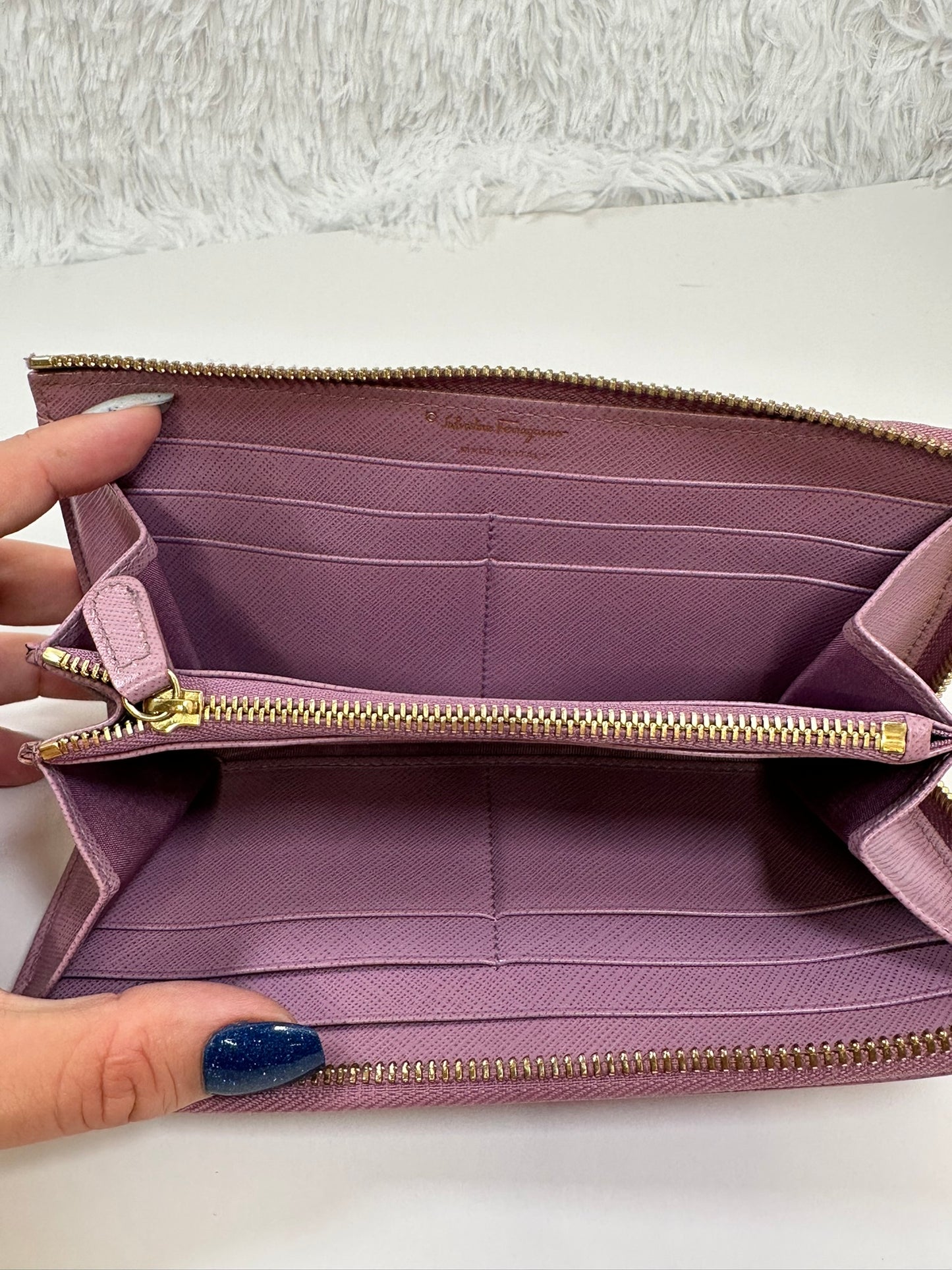 FERRAGAMO Gancini Long 3/4 Wallet Lavender