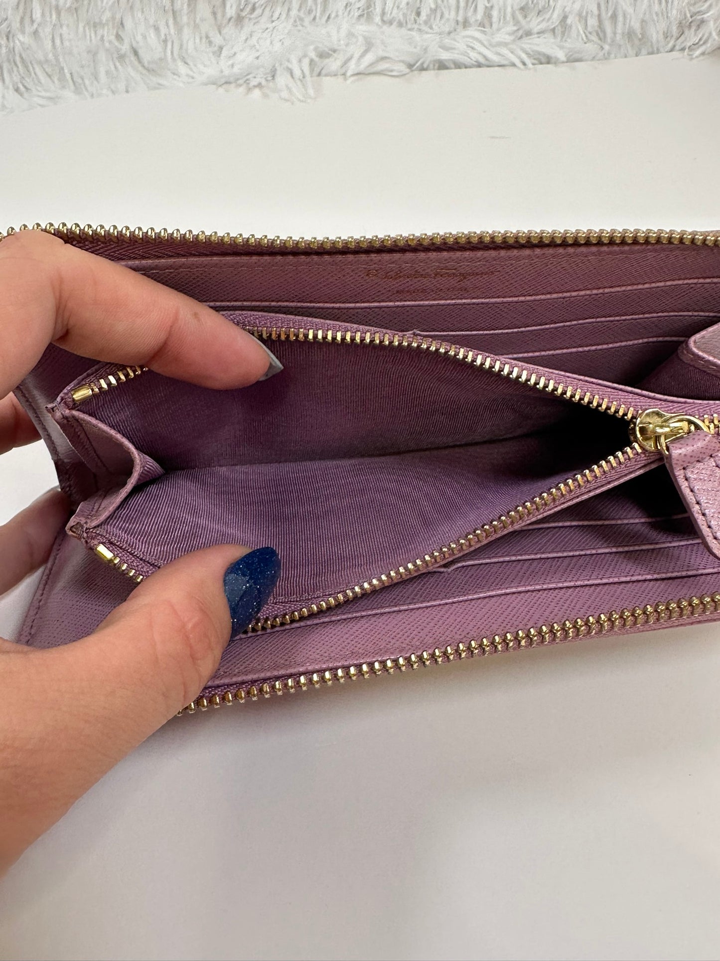 FERRAGAMO Gancini Long 3/4 Wallet Lavender