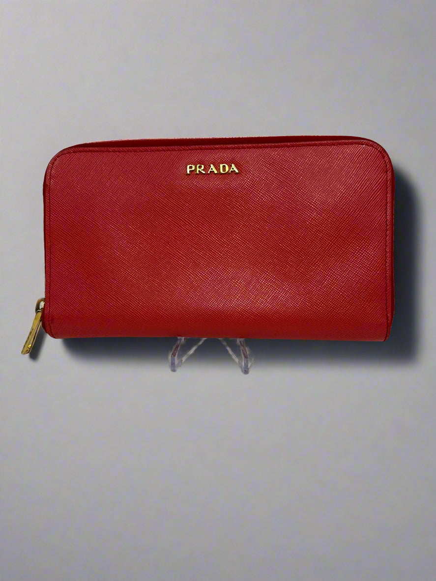 PRADA Pink- Red Long Zip Wallet
