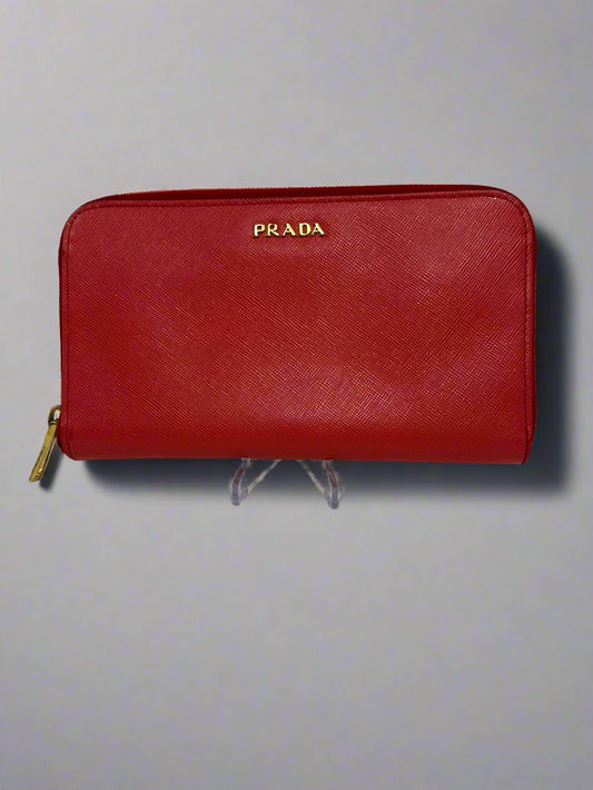 PRADA Pink- Red Long Zip Wallet