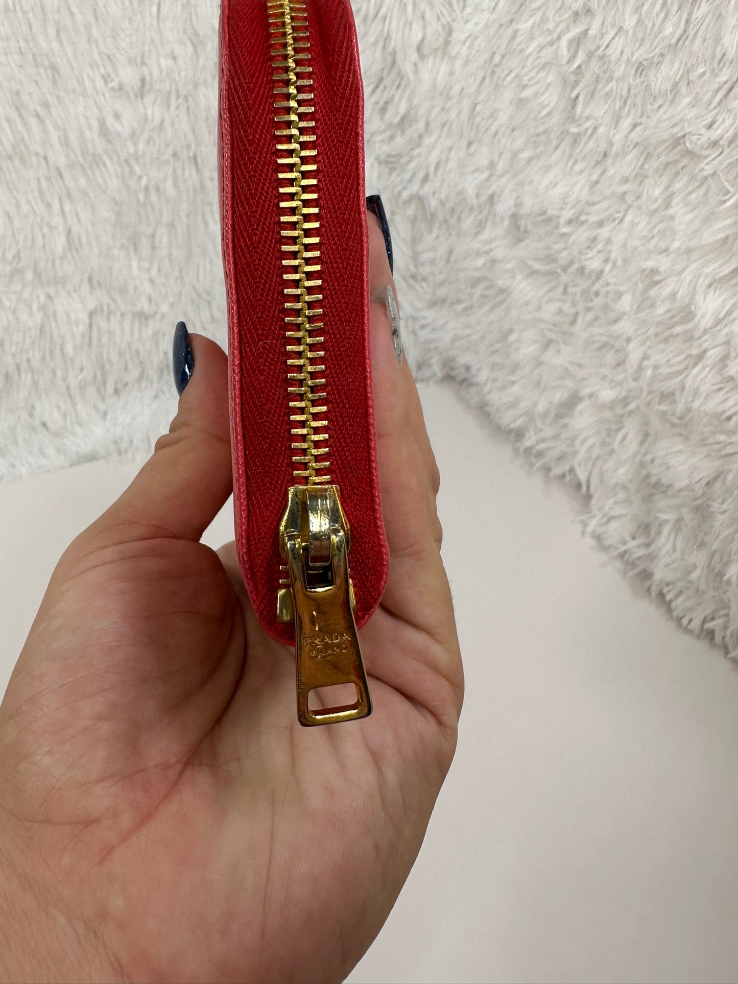 PRADA Pink- Red Long Zip Wallet