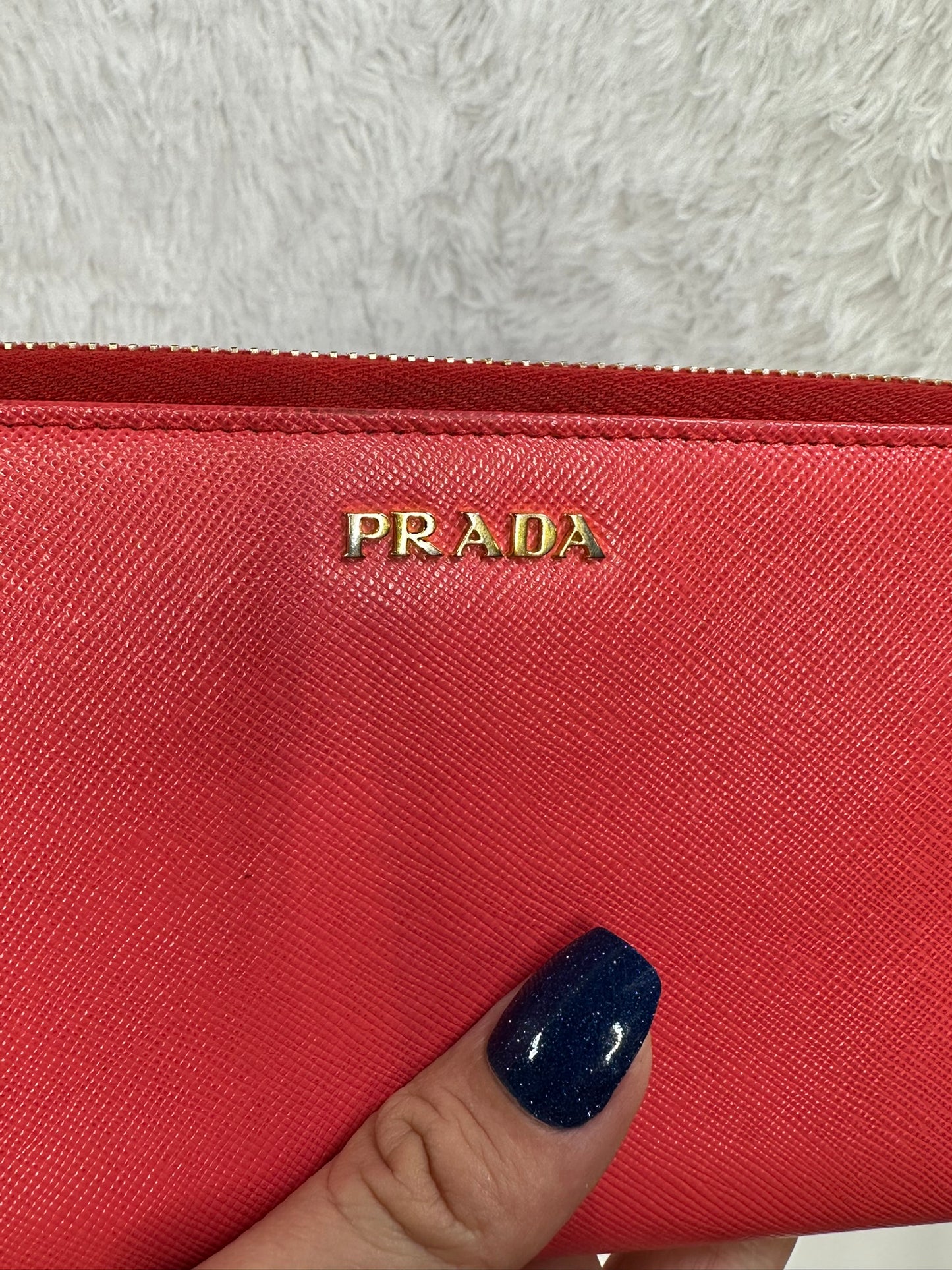 PRADA Pink- Red Long Zip Wallet