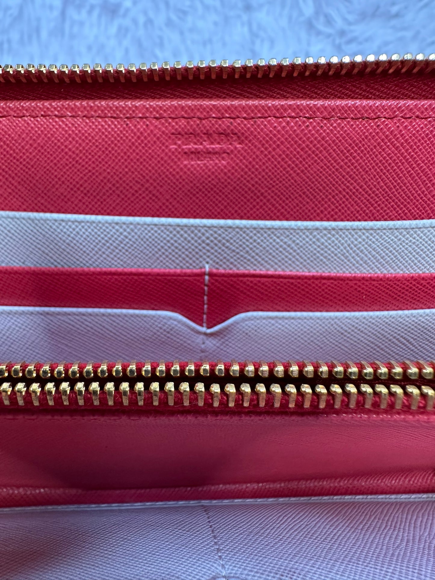 PRADA Pink- Red Long Zip Wallet
