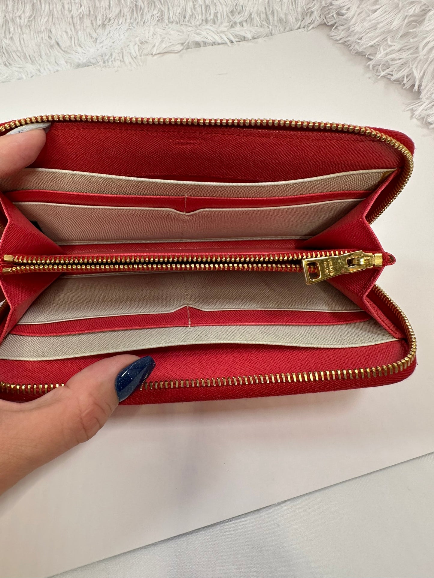 PRADA Pink- Red Long Zip Wallet