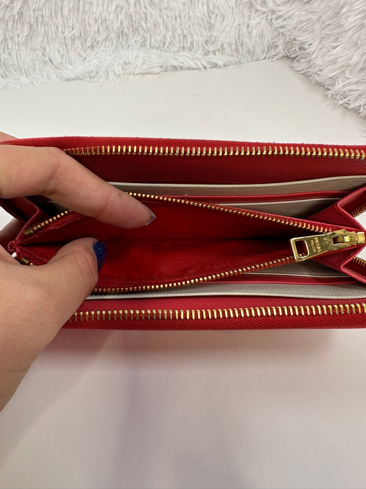 PRADA Pink- Red Long Zip Wallet