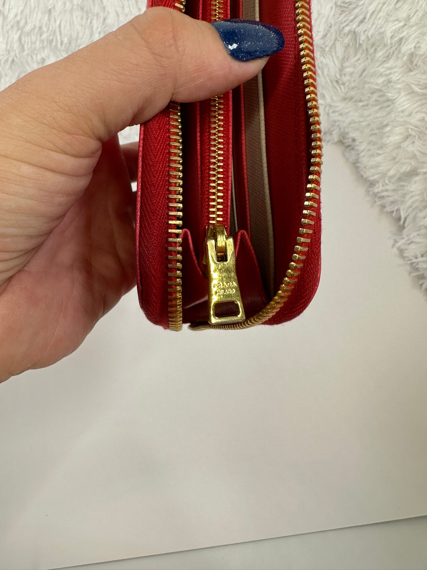 PRADA Pink- Red Long Zip Wallet