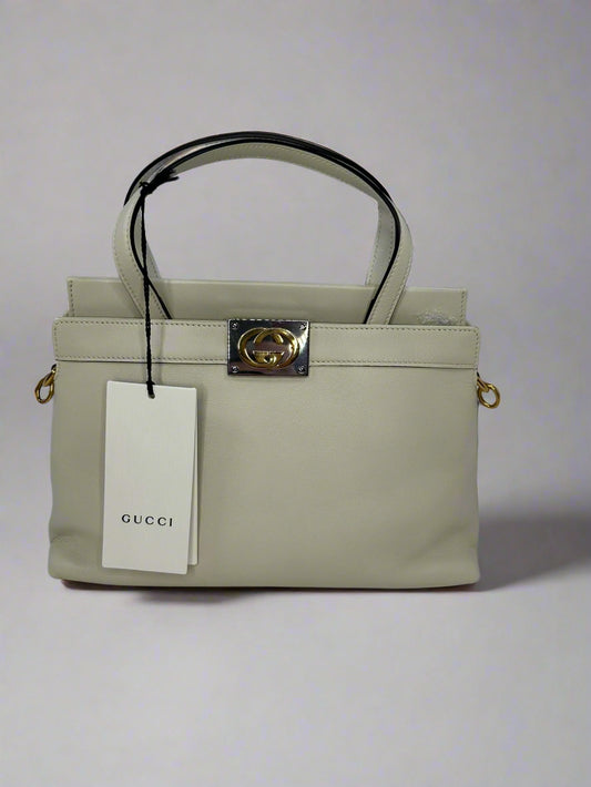 GUCCI Calfskin Interlocking G Top Handle Bag