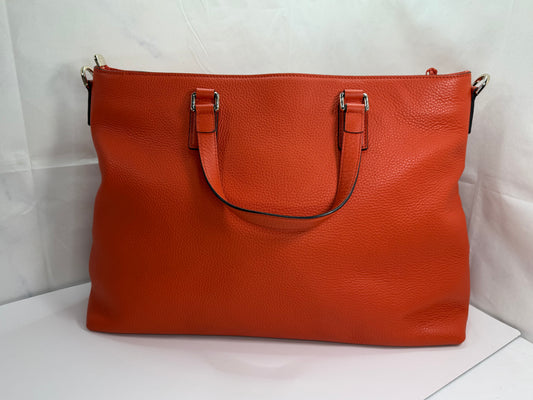 GUCCI Dark Orange Pebbled Leather Bamboo Tassel Tote