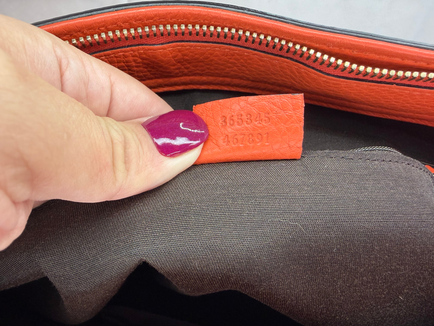 GUCCI Dark Orange Pebbled Leather Bamboo Tassel Tote