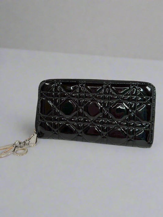 DIOR Cannage Quilted Patent Leather Zipper