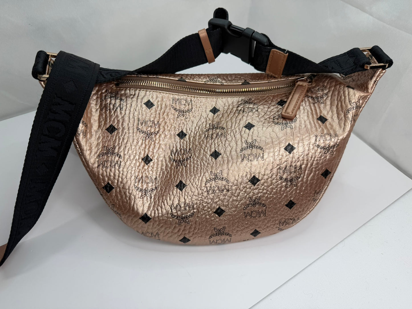 MCM Berlin Gold Visetos Canvas Bumbag