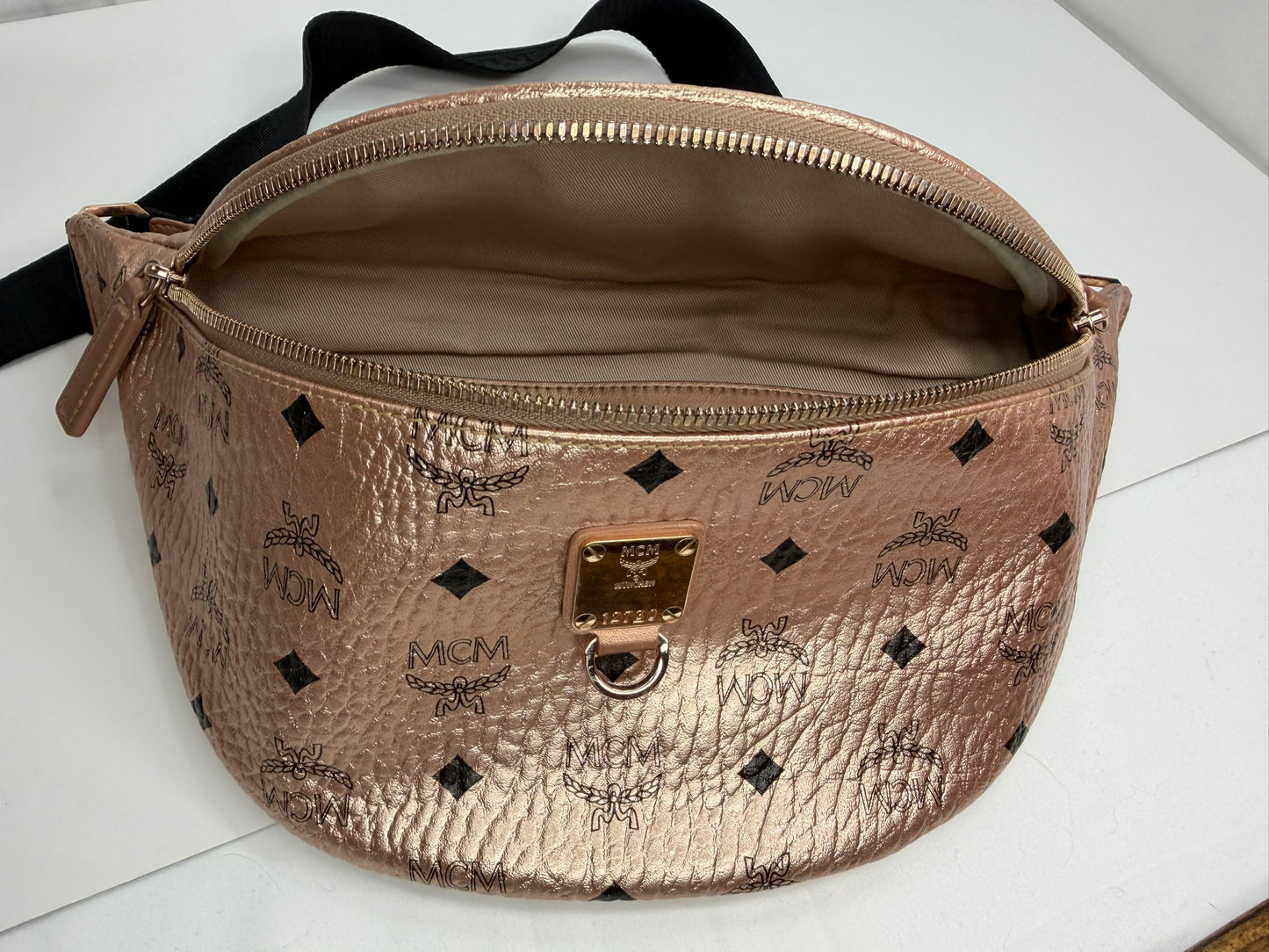 MCM Berlin Gold Visetos Canvas Bumbag