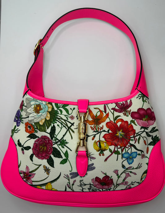 GUCCI Jackie Flora Medium Hobo