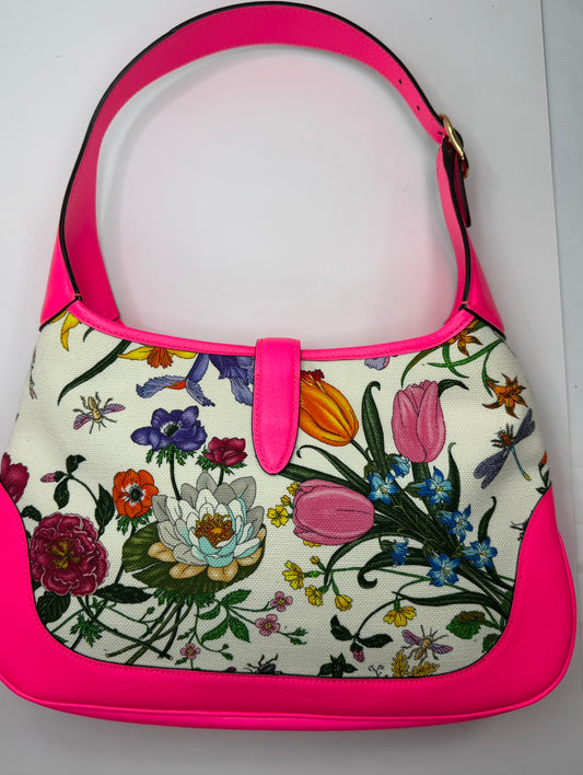 GUCCI Jackie Flora Medium Hobo