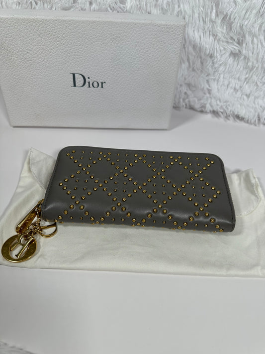 DIOR Gray Long Zippy Wallet